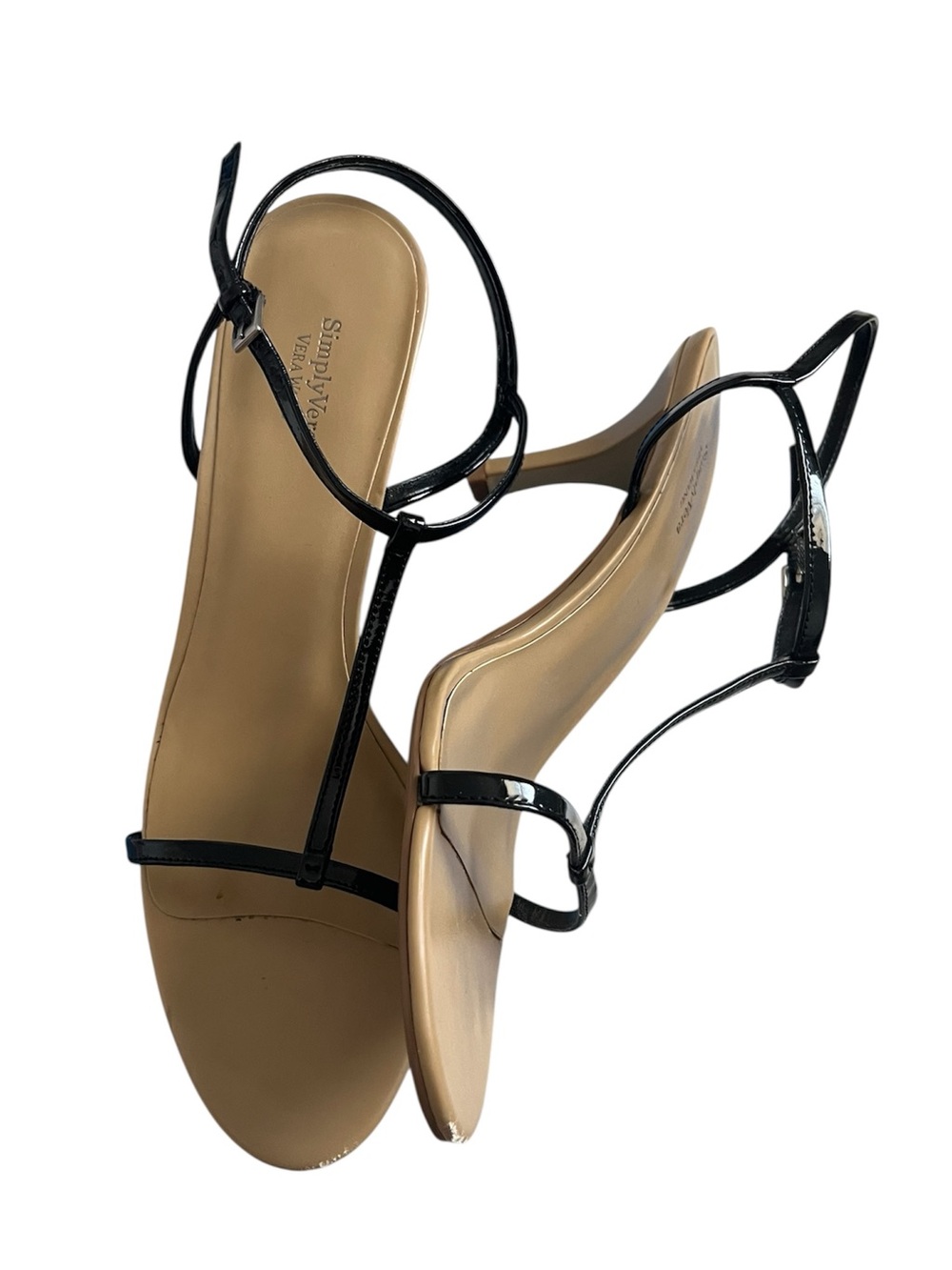 Simply Vera Vera Wang Black T-Strap kitten Heeled Sandals